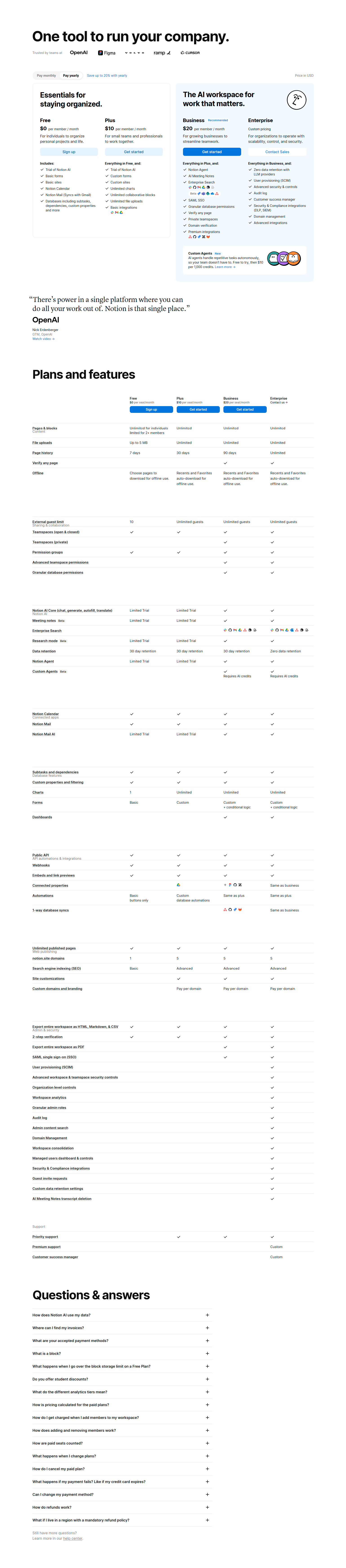 Pricing Page @Notion