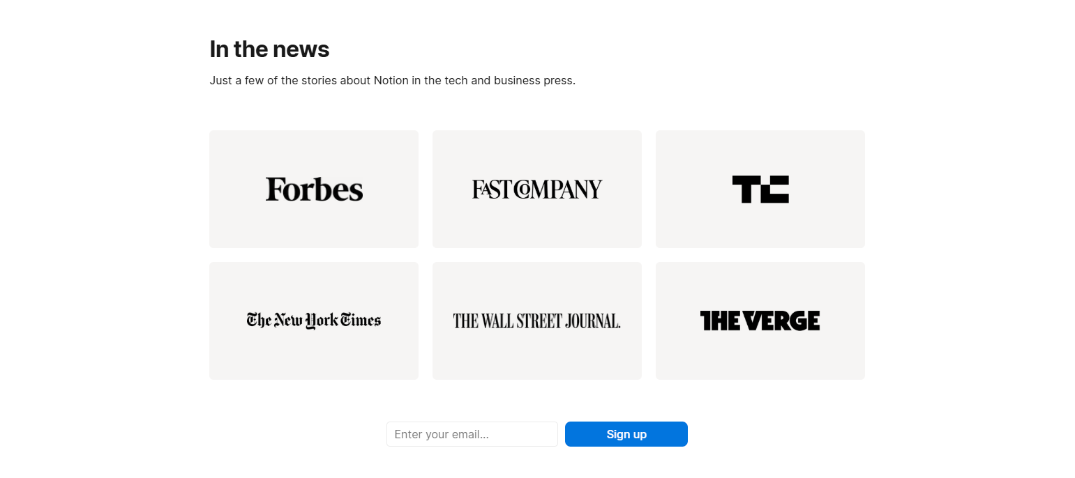 Newsletter Signup @Notion