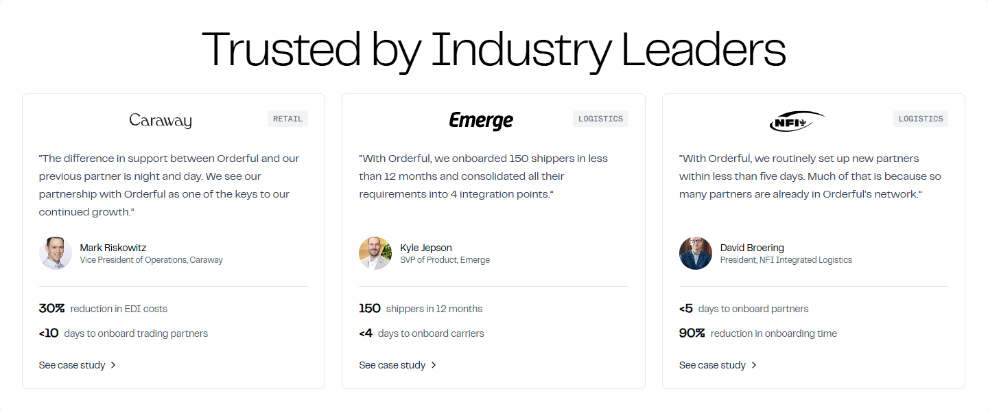 Testimonials Section @Orderful