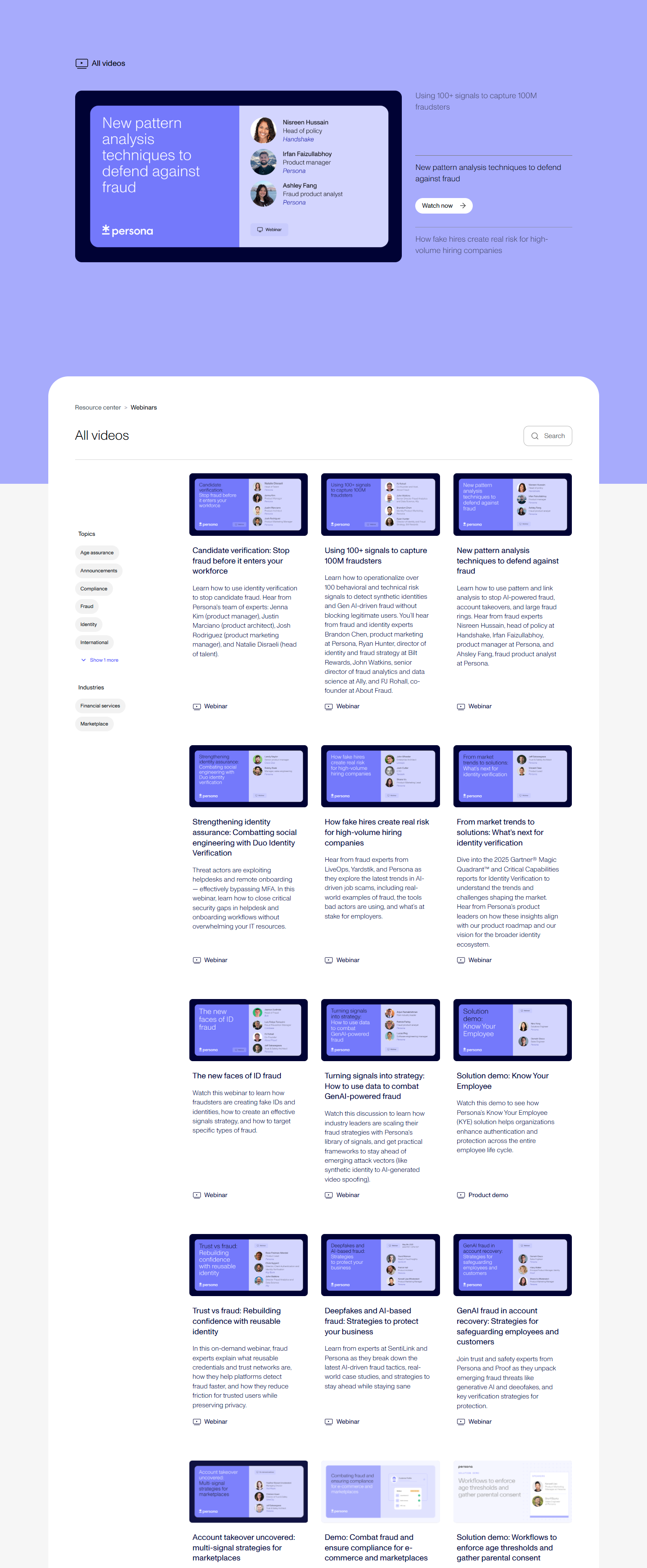 Events / Webinars @Persona