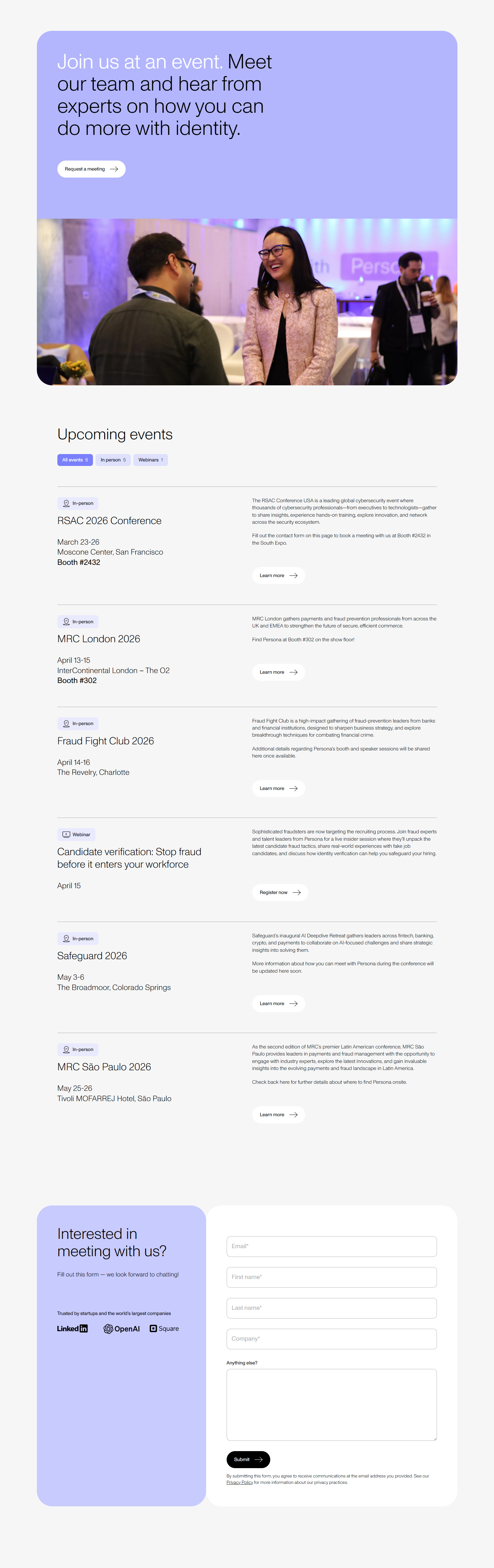 Events / Webinars @Persona