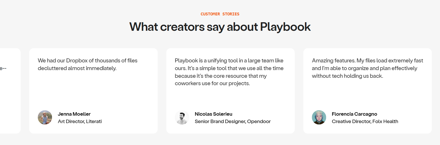 Testimonials Section @Playbook