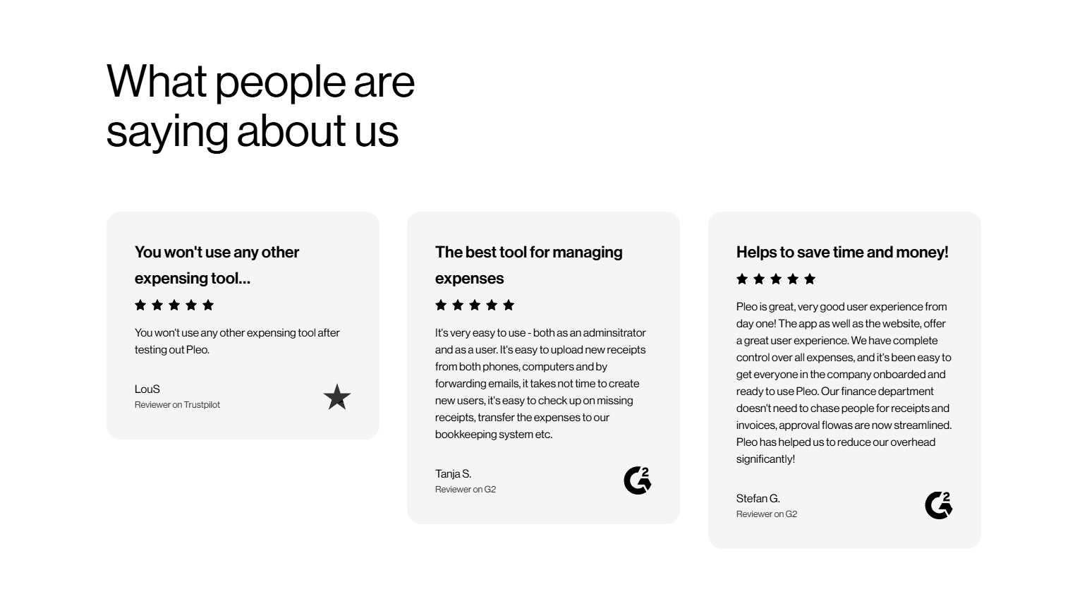 Testimonials Section @Pleo