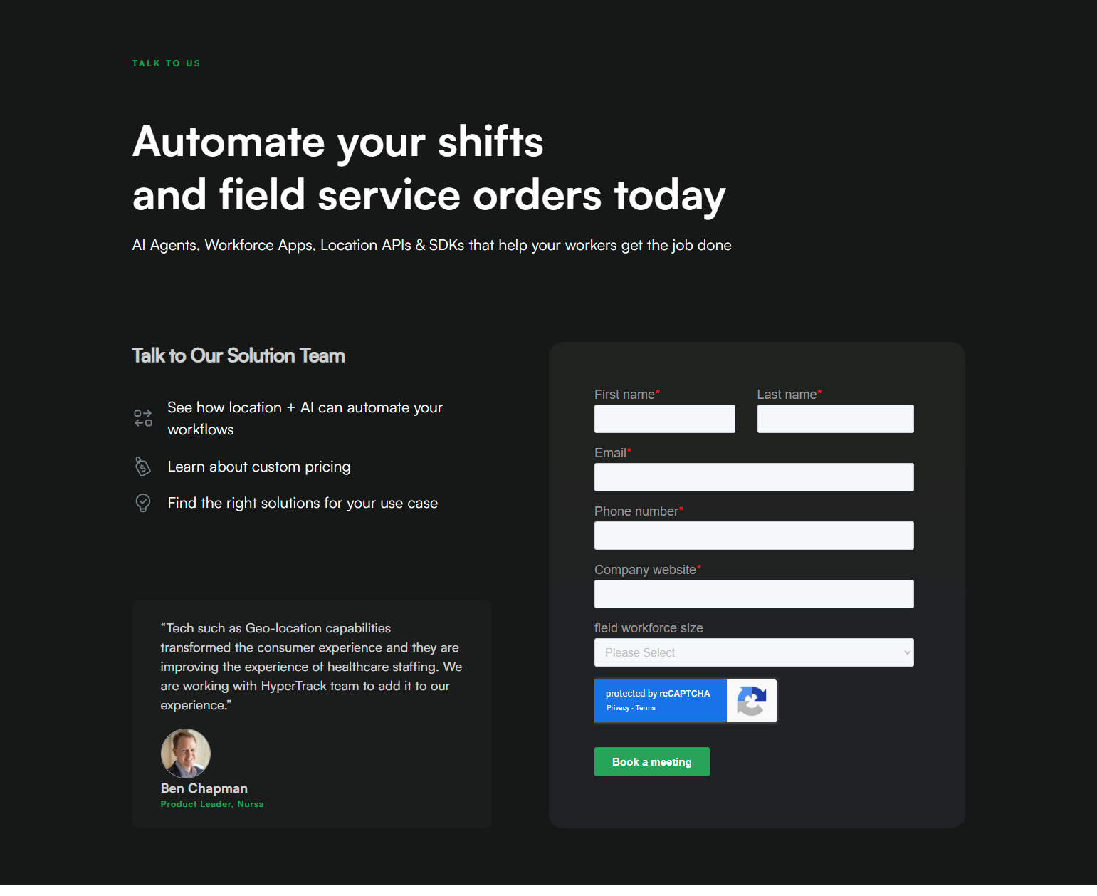 Contact Sales @HyperTrack