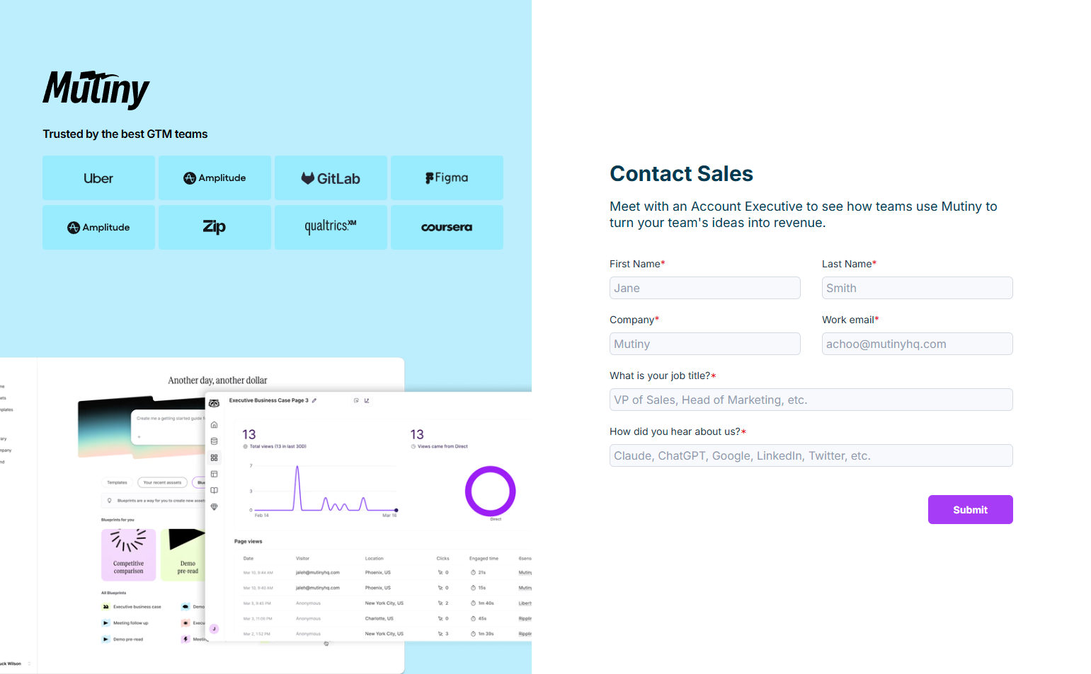 Contact Sales @Mutiny