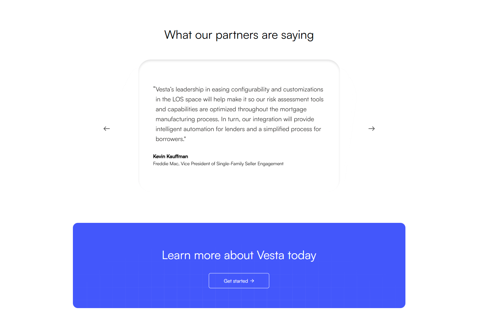 Testimonials Section @Vesta