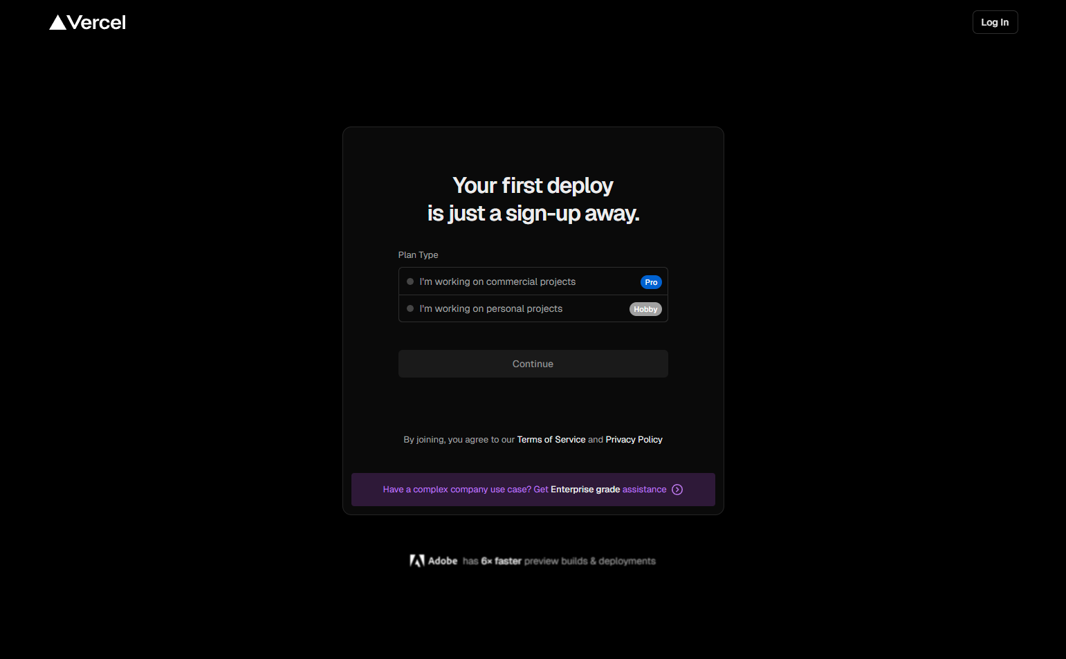 Signup @Vercel