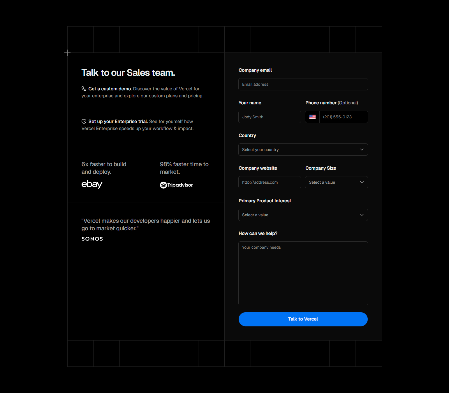 Contact Sales @Vercel