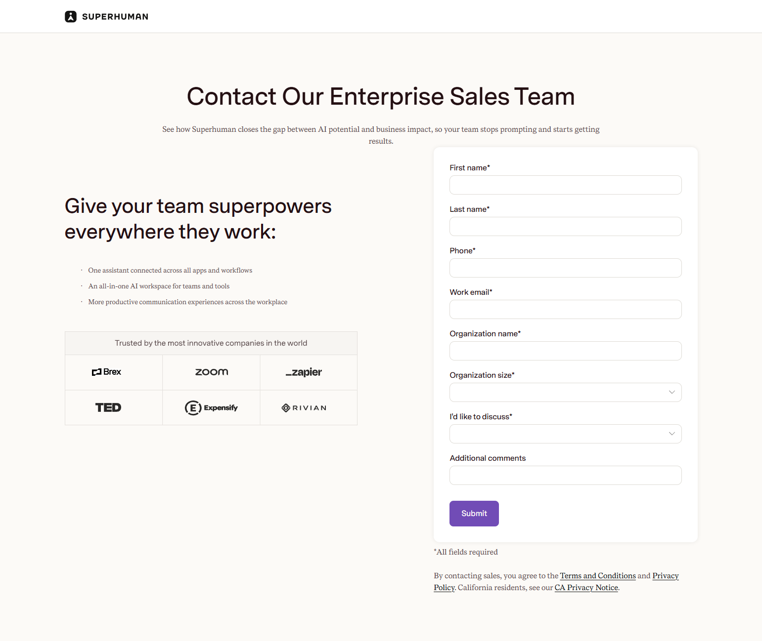 Contact Sales @Superhuman