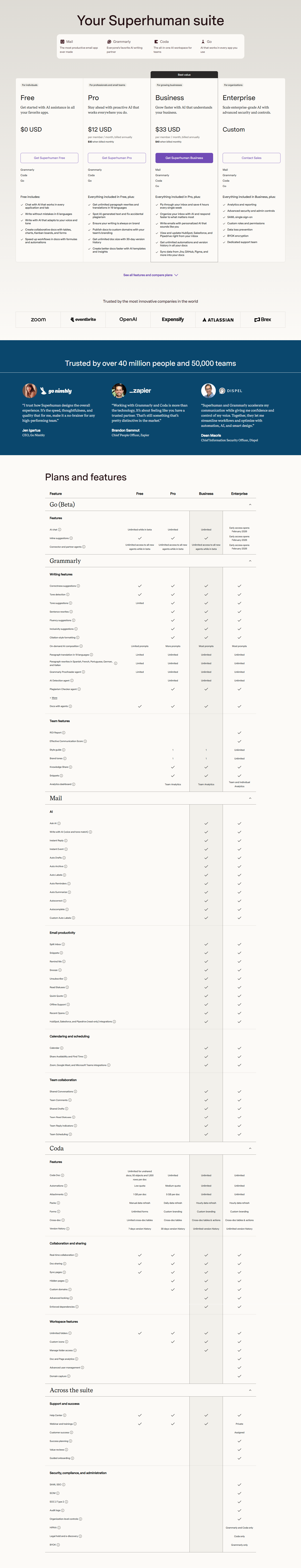Pricing Page @Superhuman
