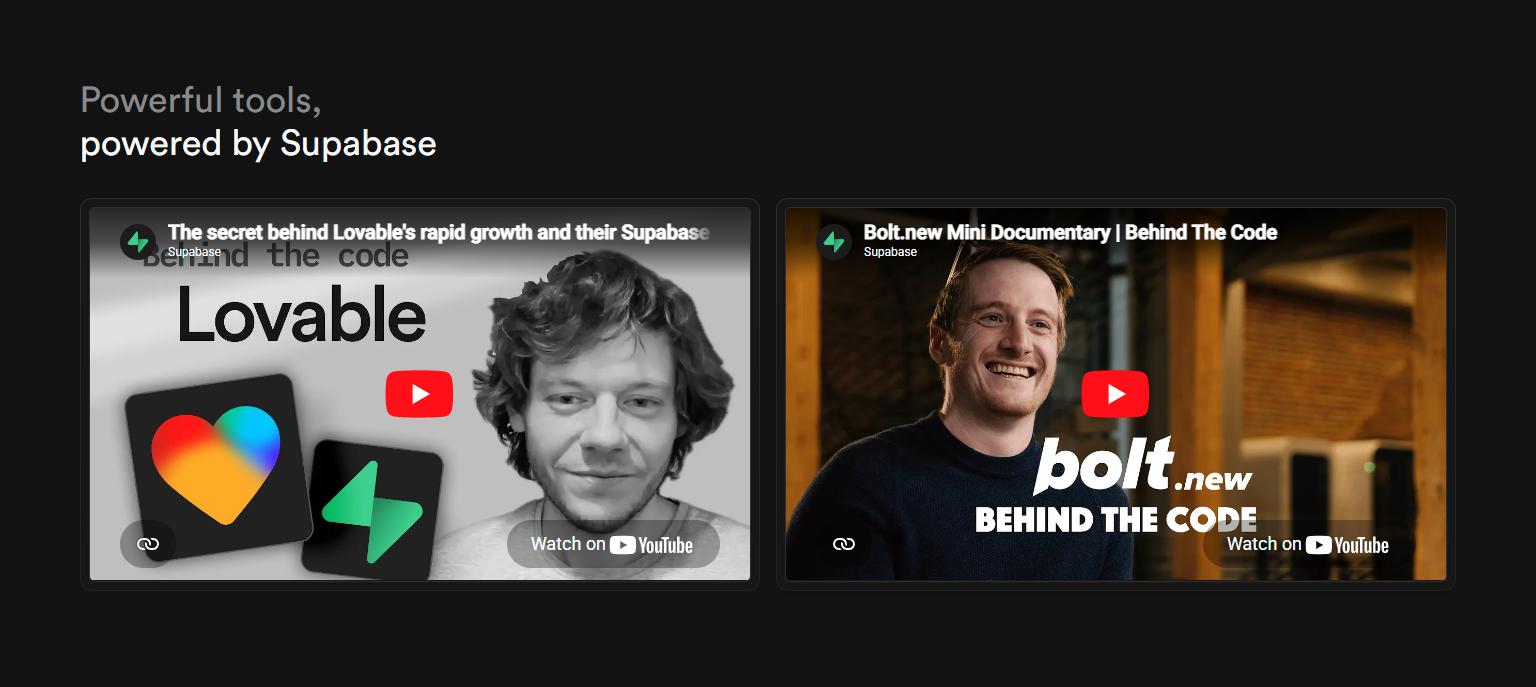 Testimonials Section @Supabase