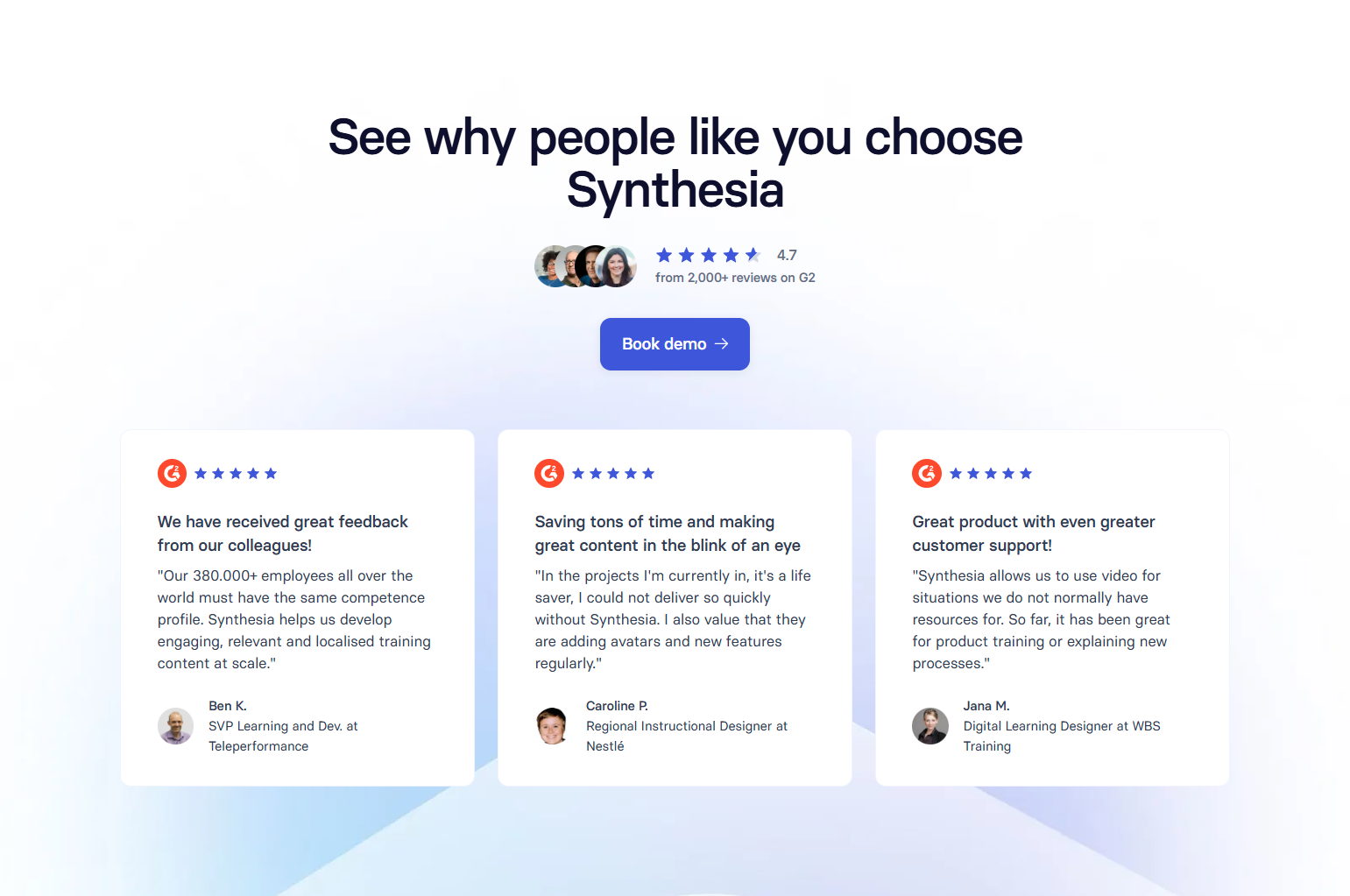 Testimonials Section @Synthesia