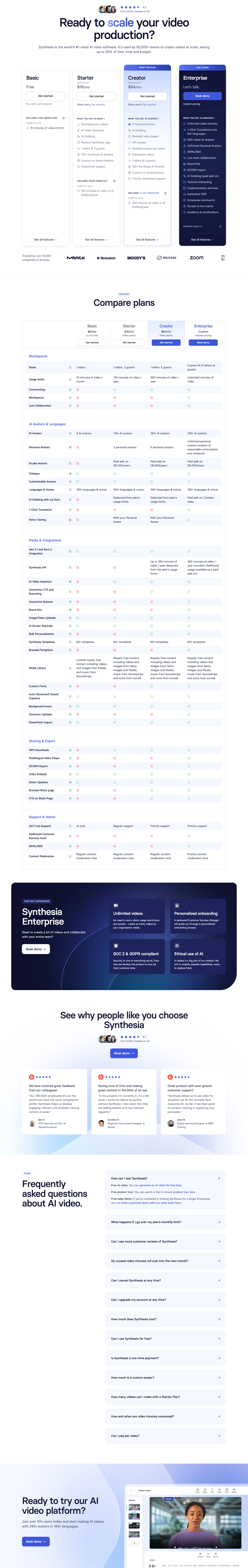 Pricing Page @Synthesia