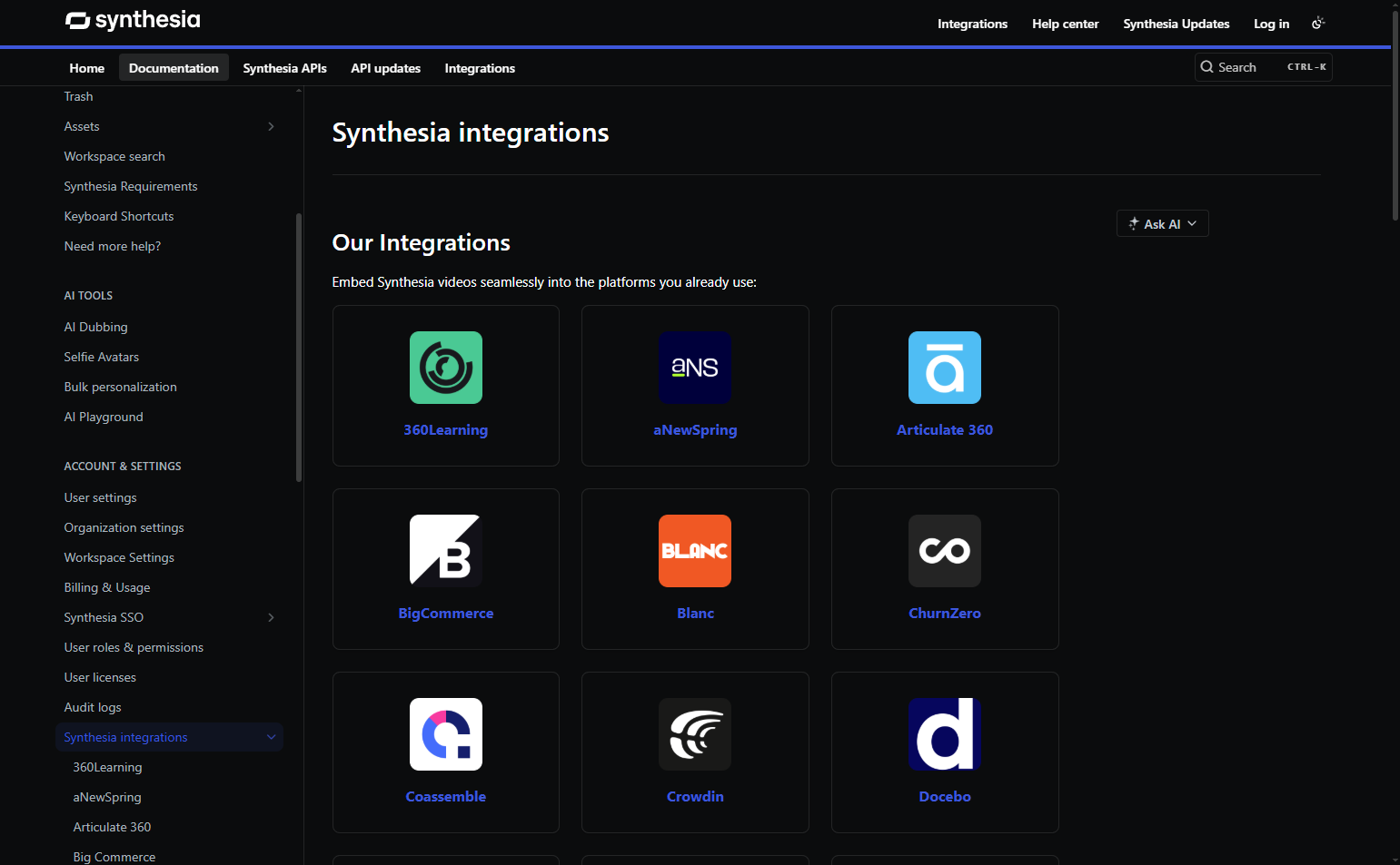 Integrations @Synthesia
