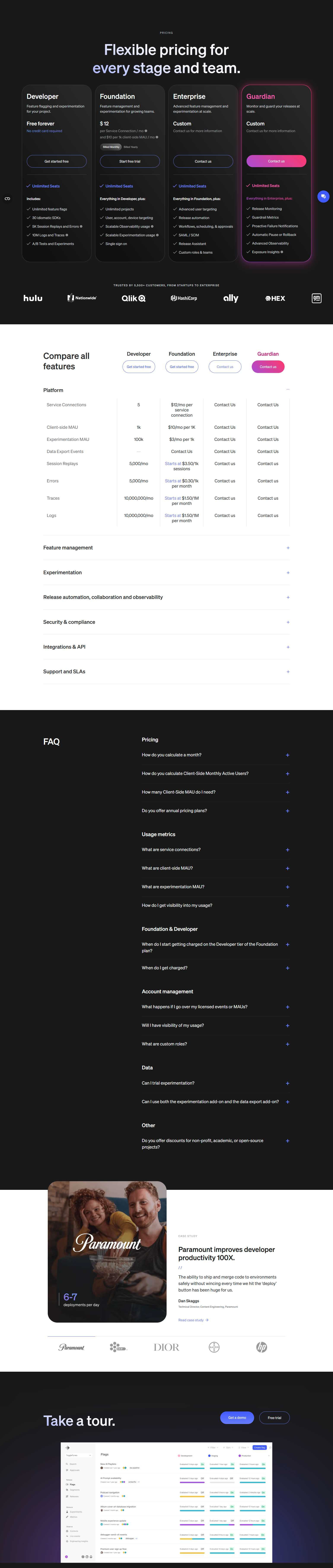 Pricing Page @LaunchDarkly