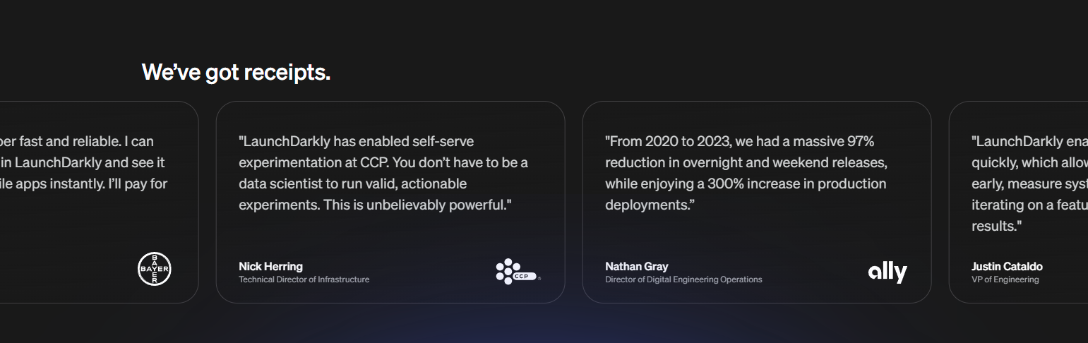 Testimonials Section @LaunchDarkly