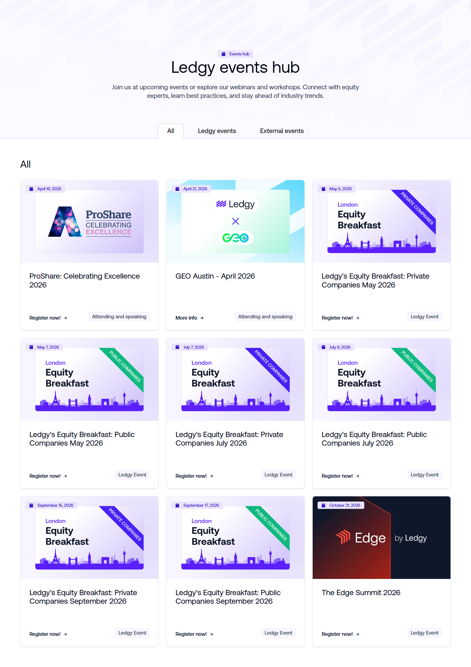Events / Webinars @Ledgy