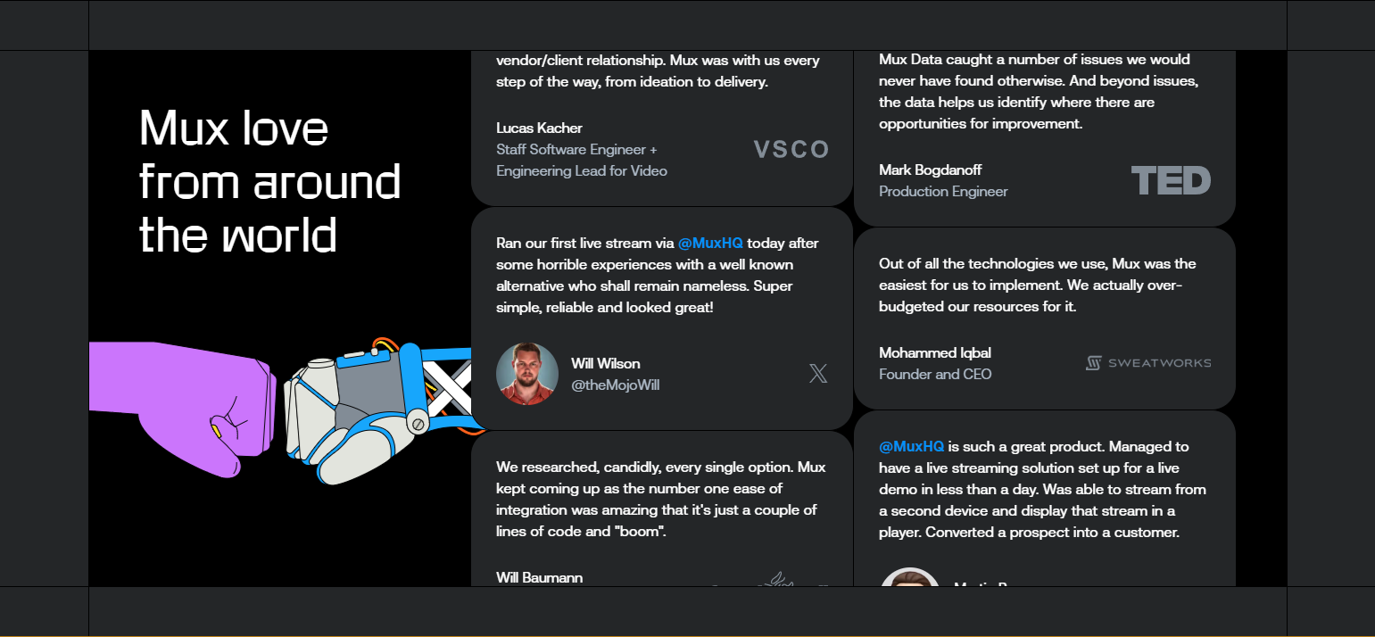 Testimonials Section @Mux