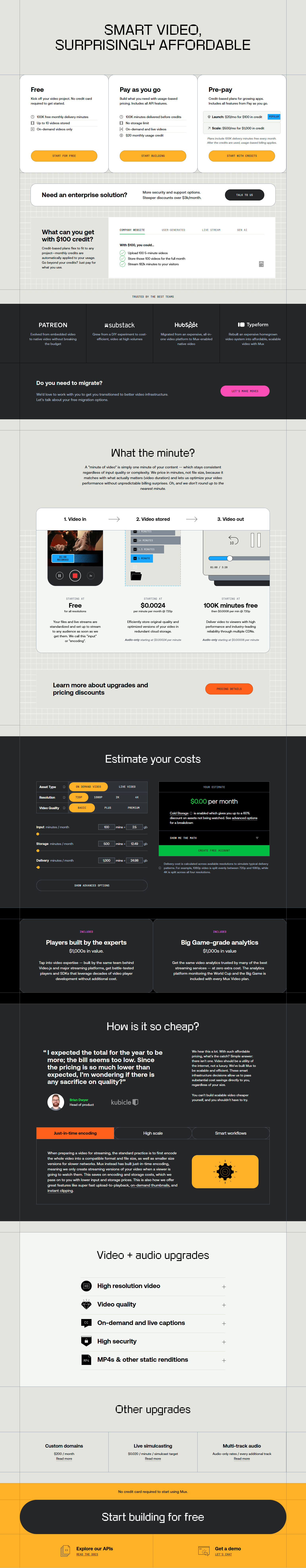 Pricing Page @Mux