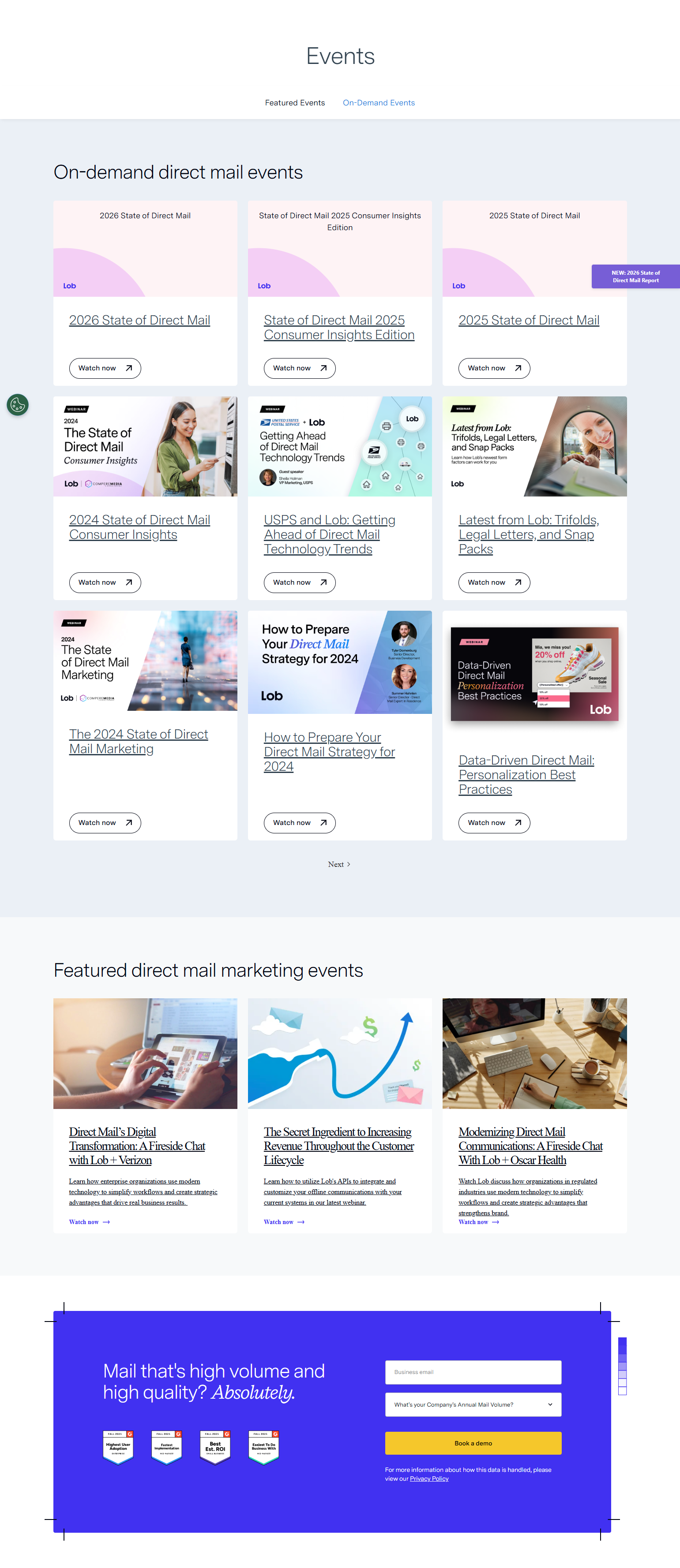 Events / Webinars @Lob