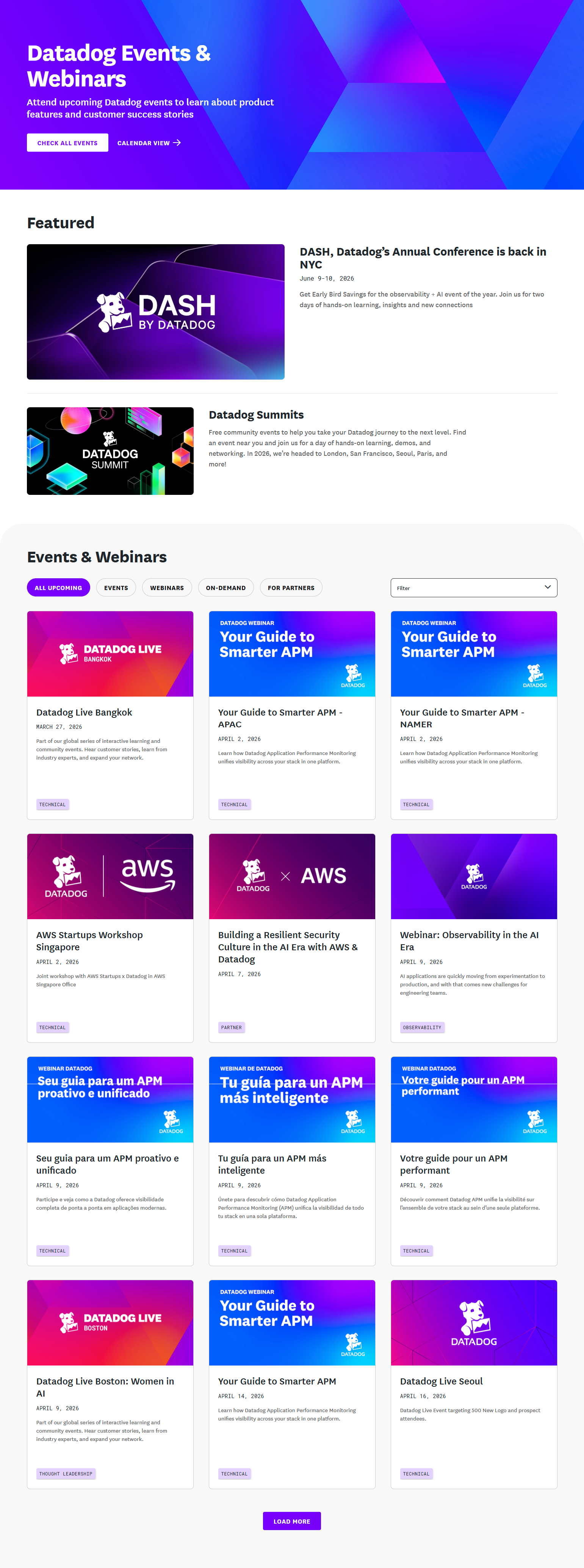 Events / Webinars @Datadog