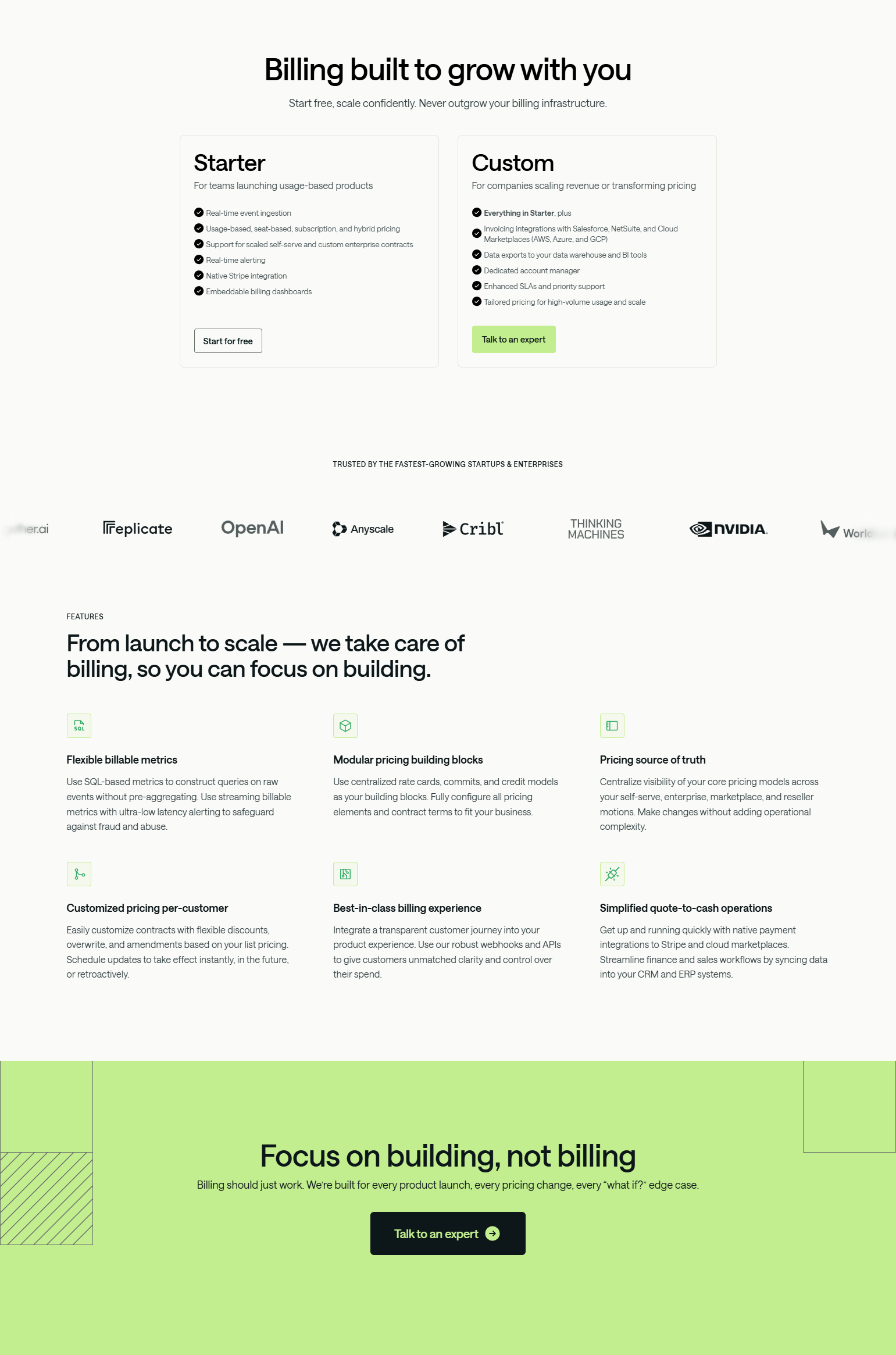Pricing Page @Metronome