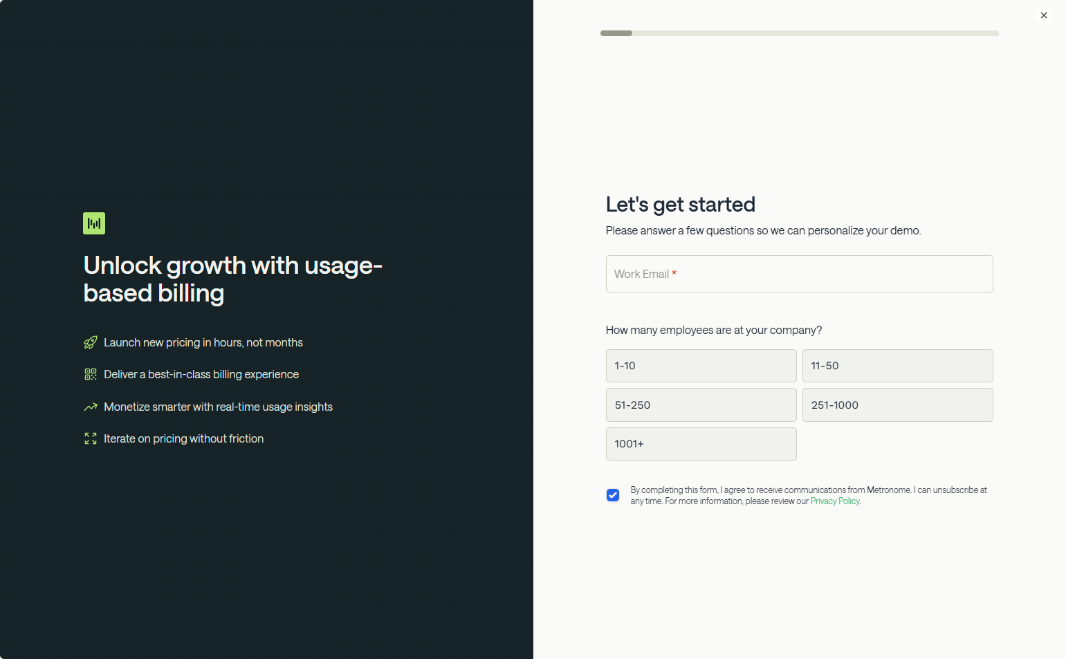 Contact Sales @Metronome