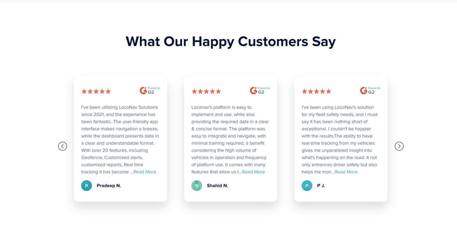 Testimonials Section @LocoNav