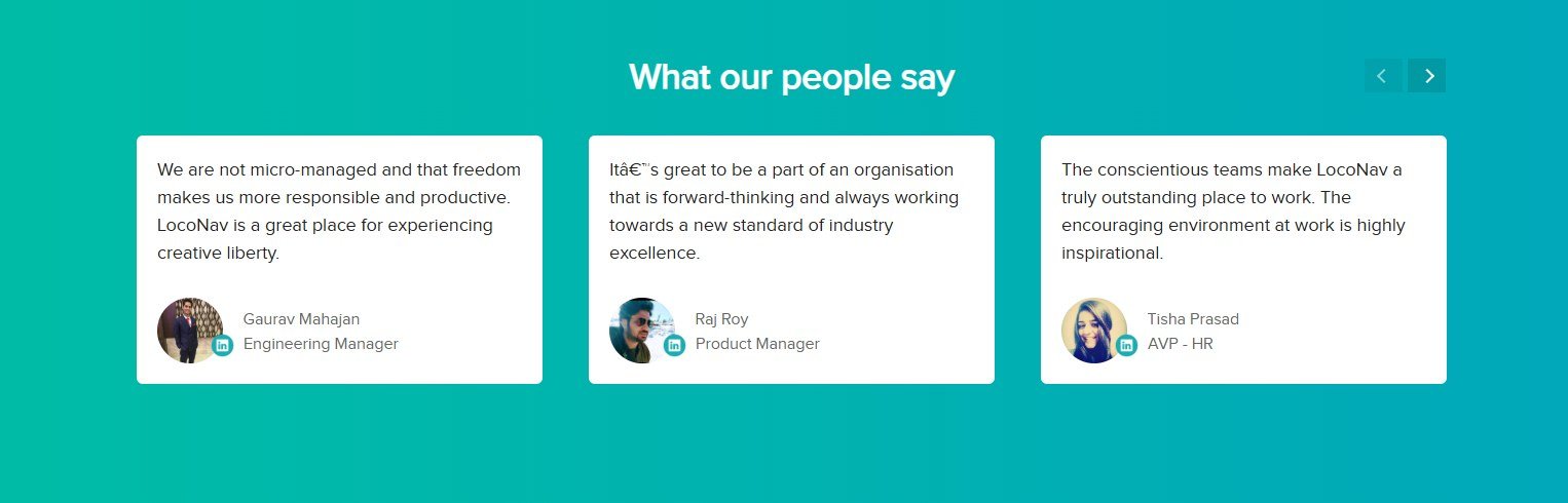 Testimonials Section @LocoNav