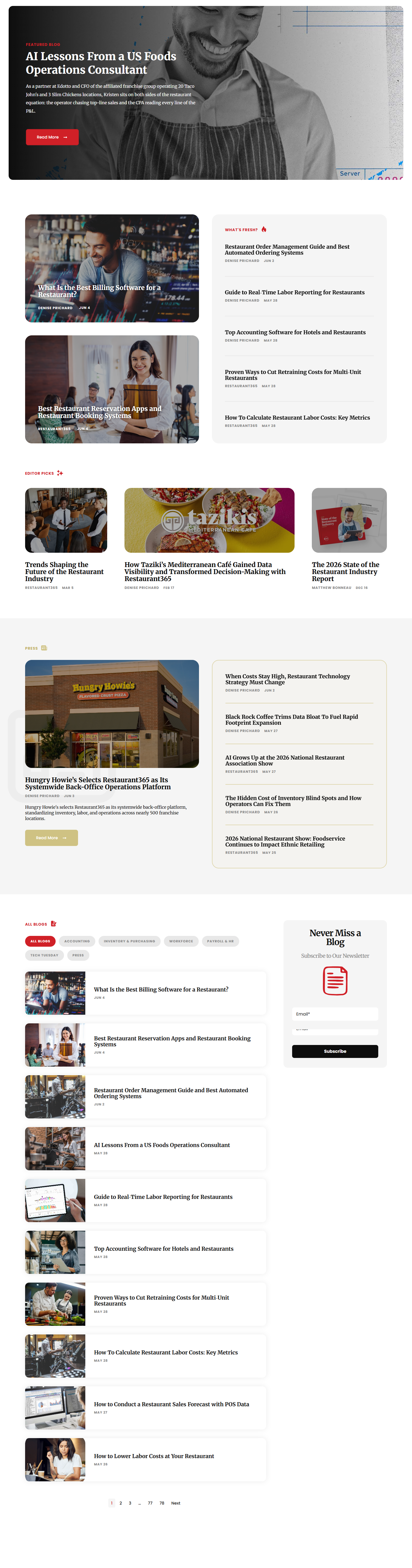 Blog Index @Restaurant365