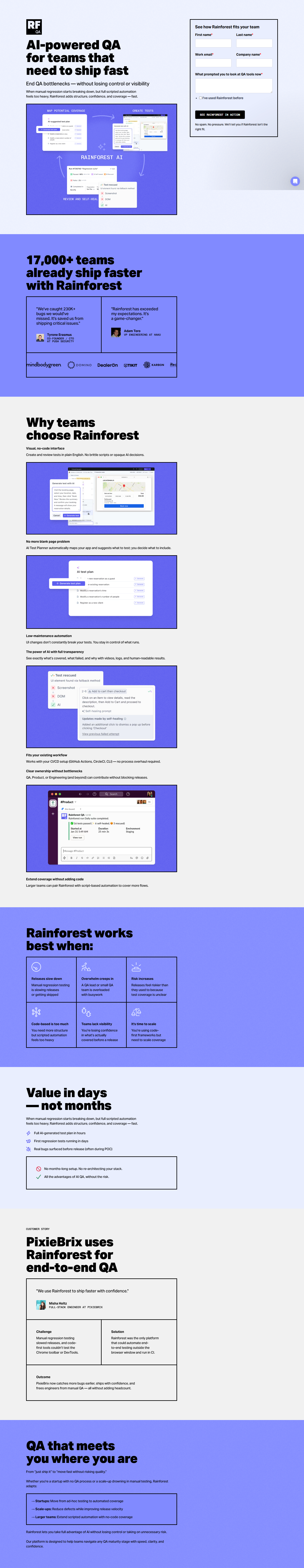 Contact Sales @Rainforest QA