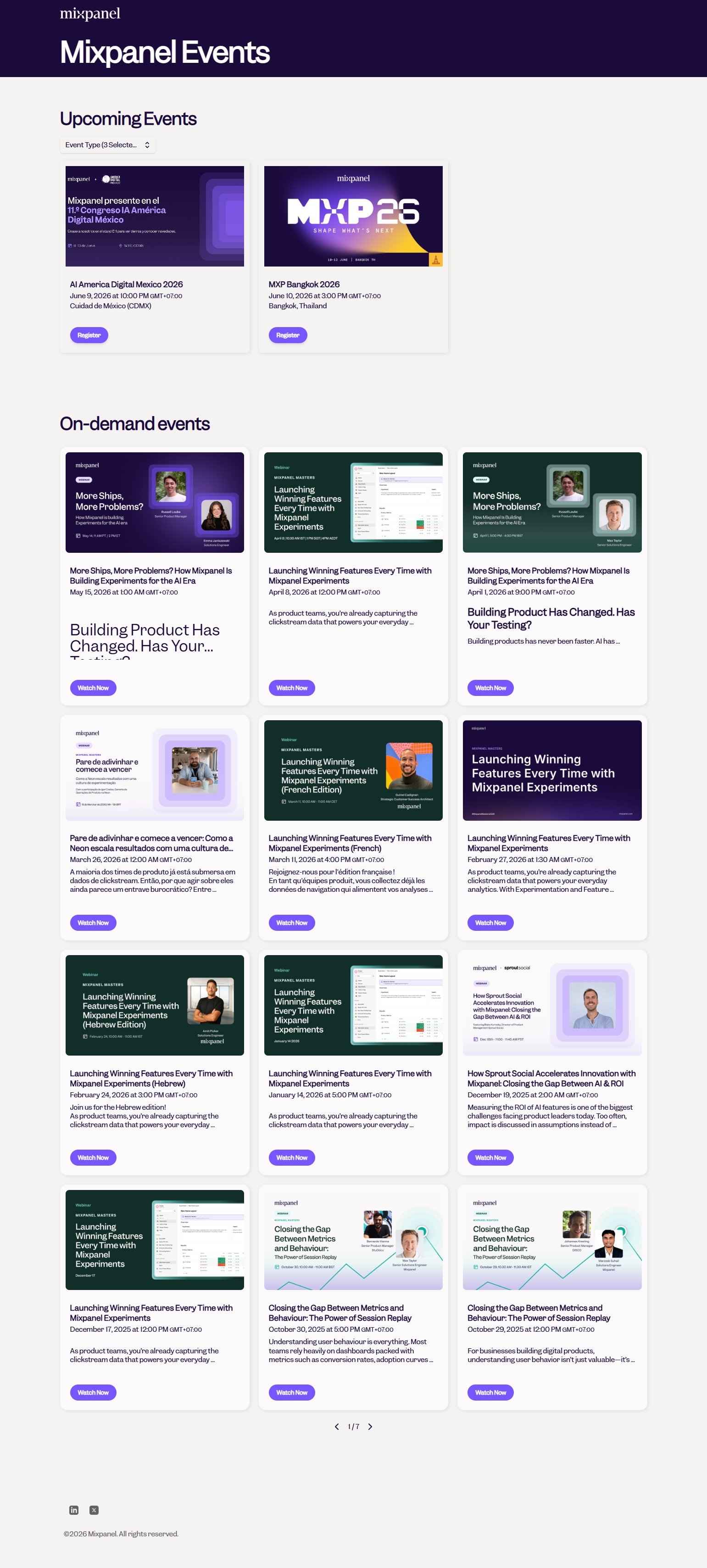 Events / Webinars @Mixpanel