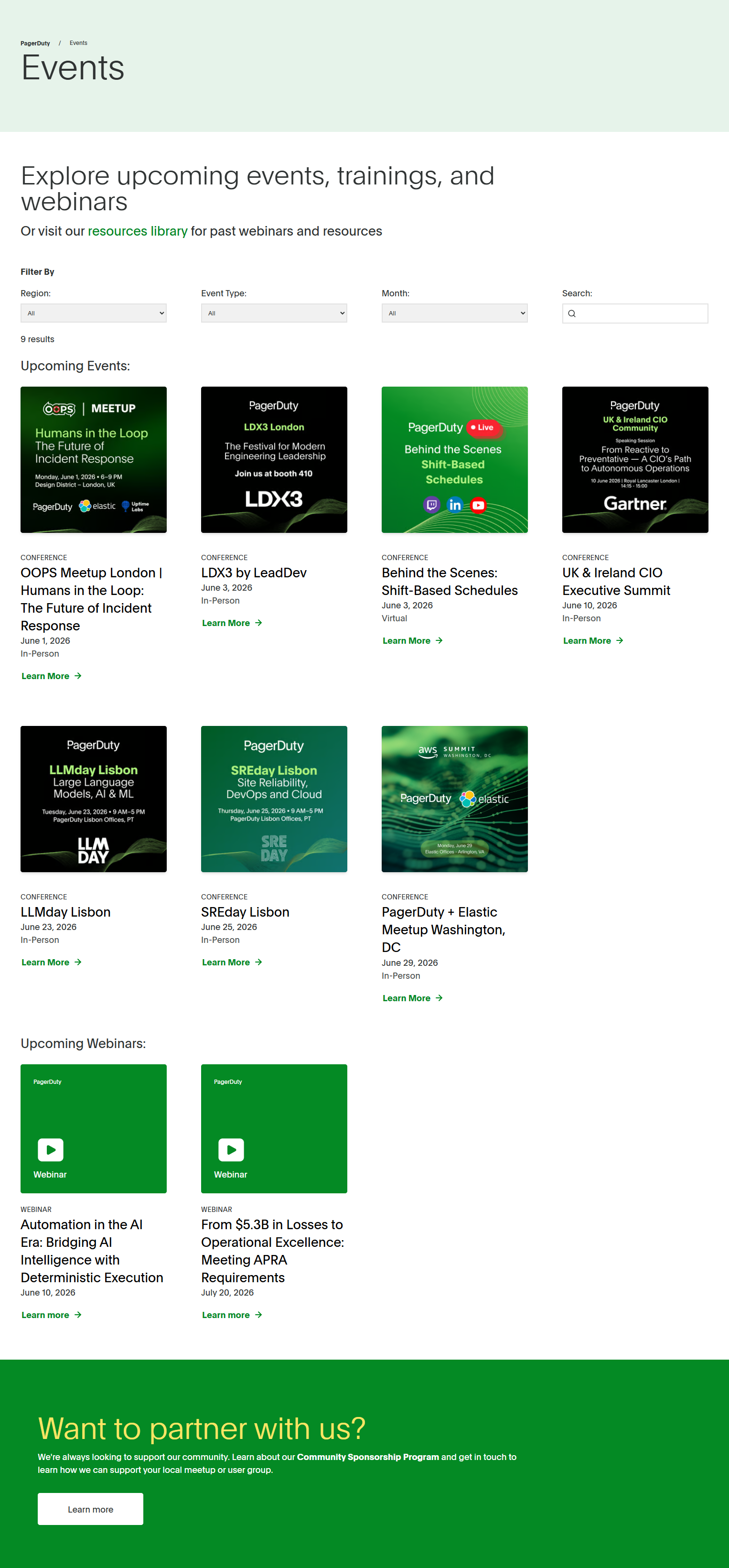Events / Webinars @PagerDuty