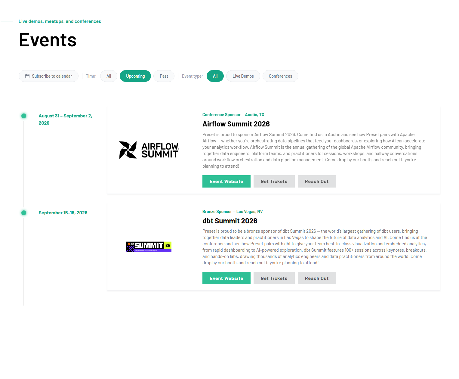 Events / Webinars @Preset