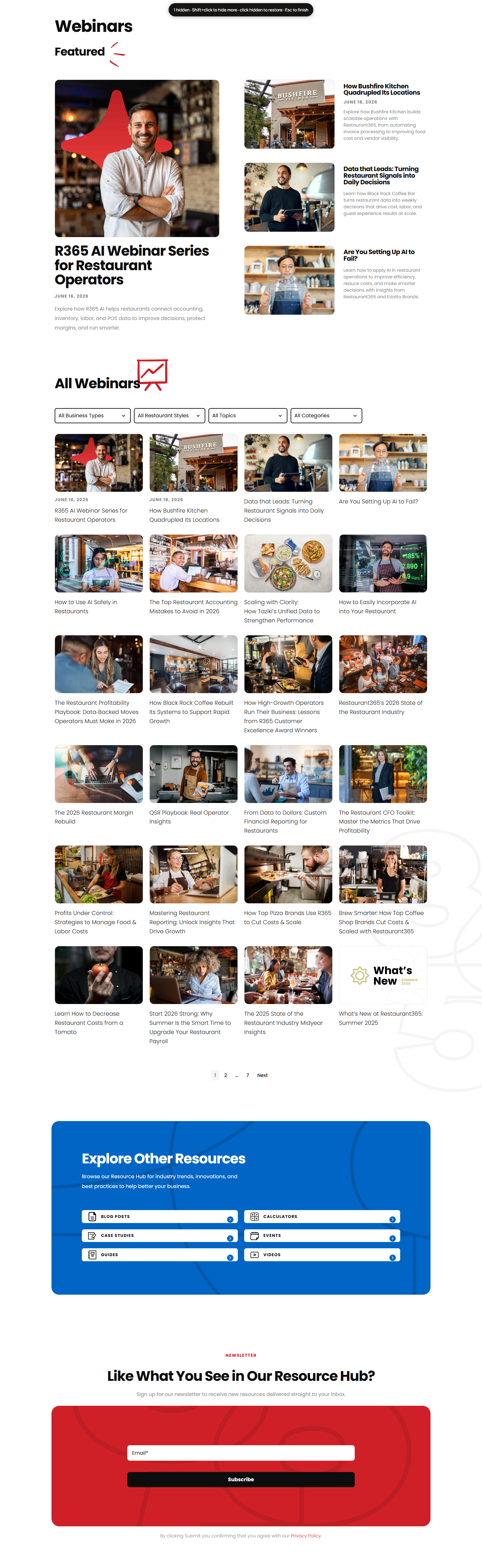 Events / Webinars @Restaurant365