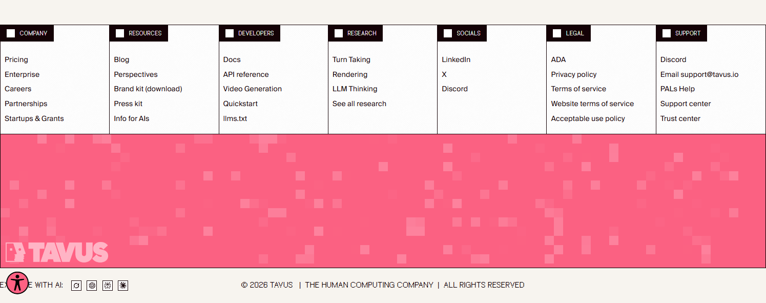 Footer @Tavus