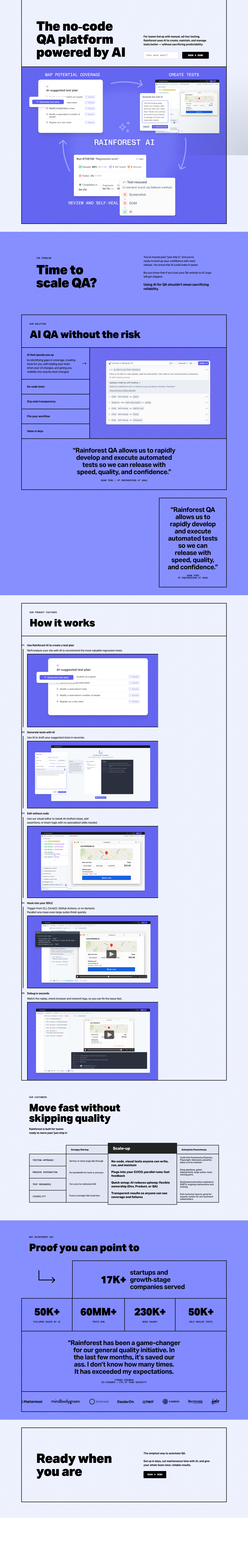 Landing Page @Rainforest QA