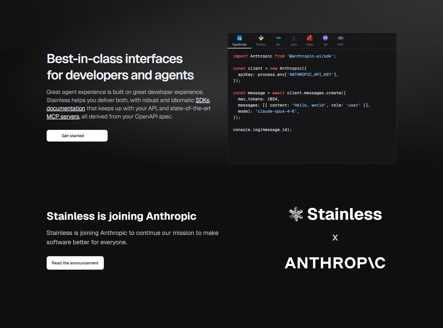 Landing Page @Stainless