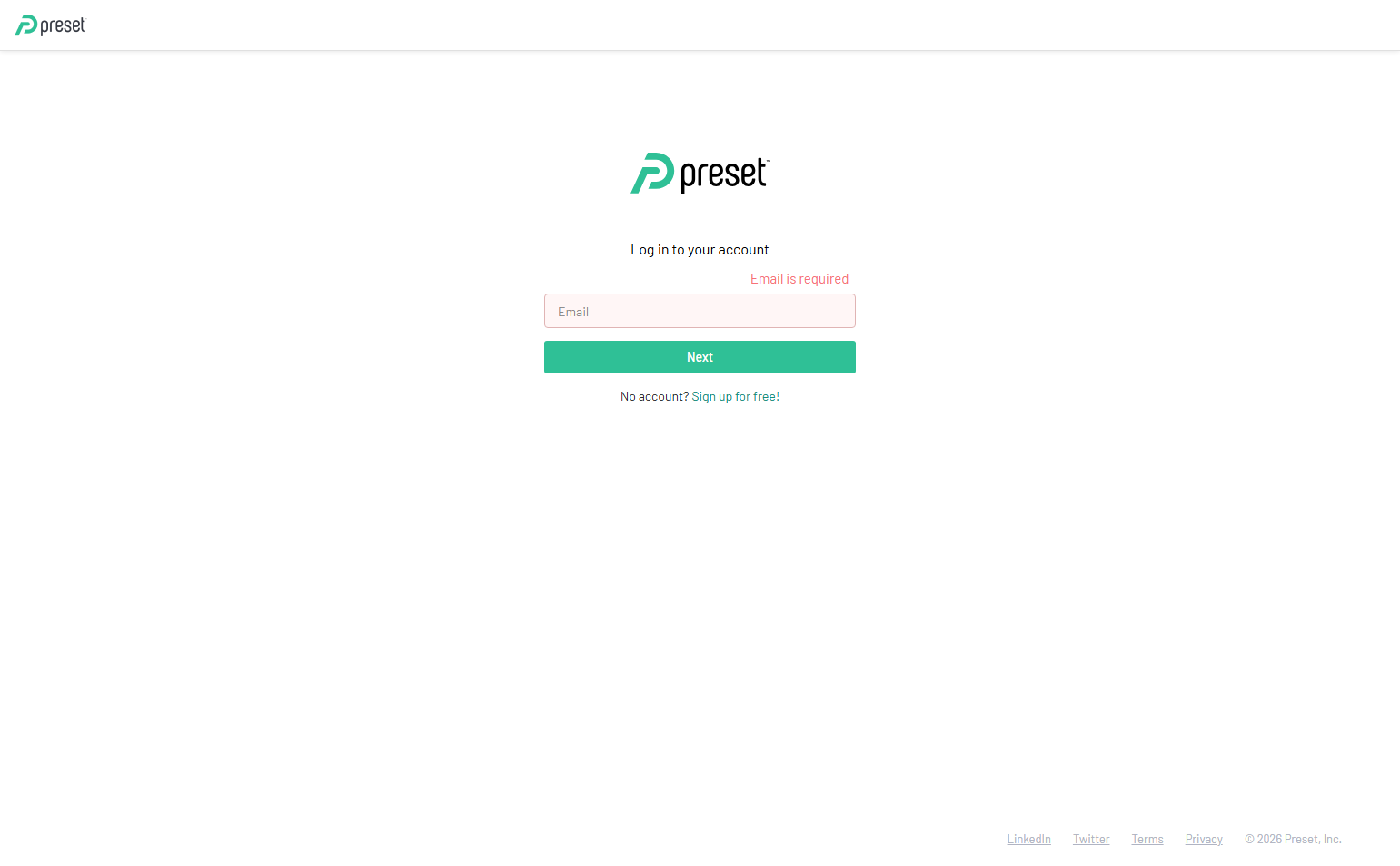 Login @Preset