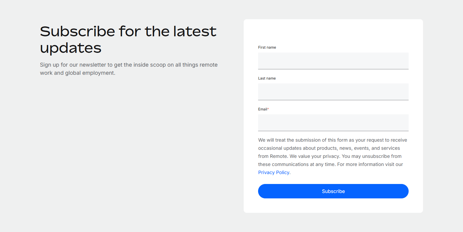 Newsletter Signup @Remote