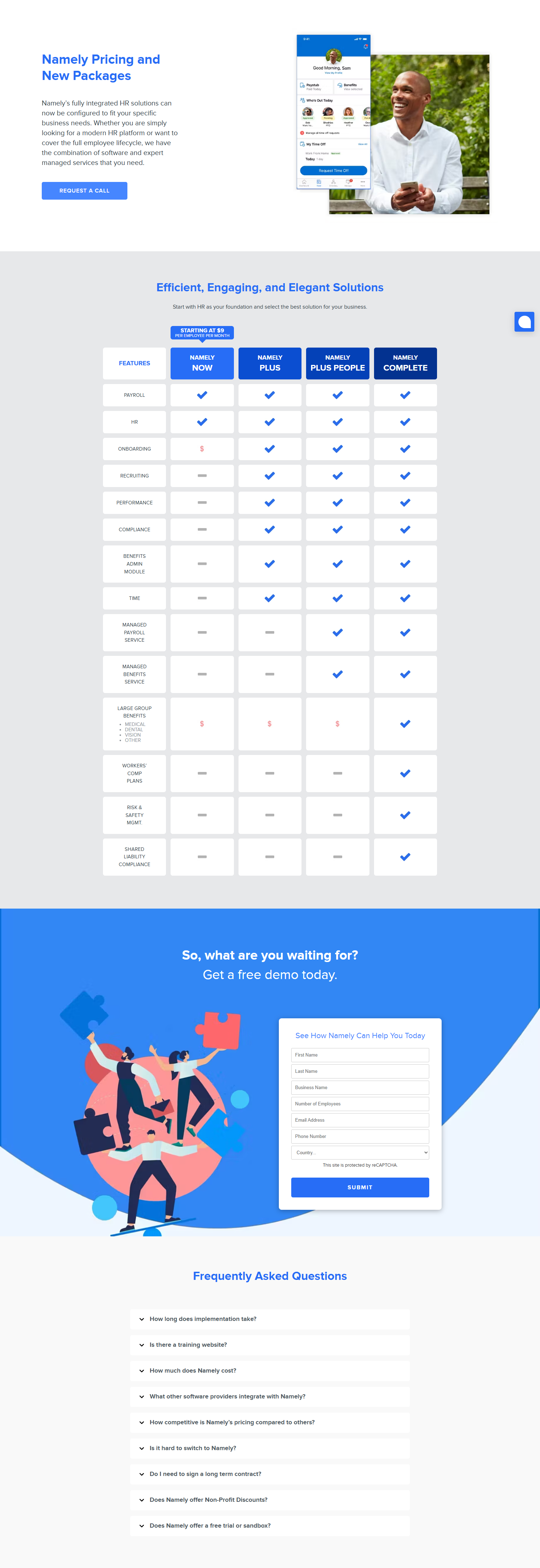 Pricing Page @Namely