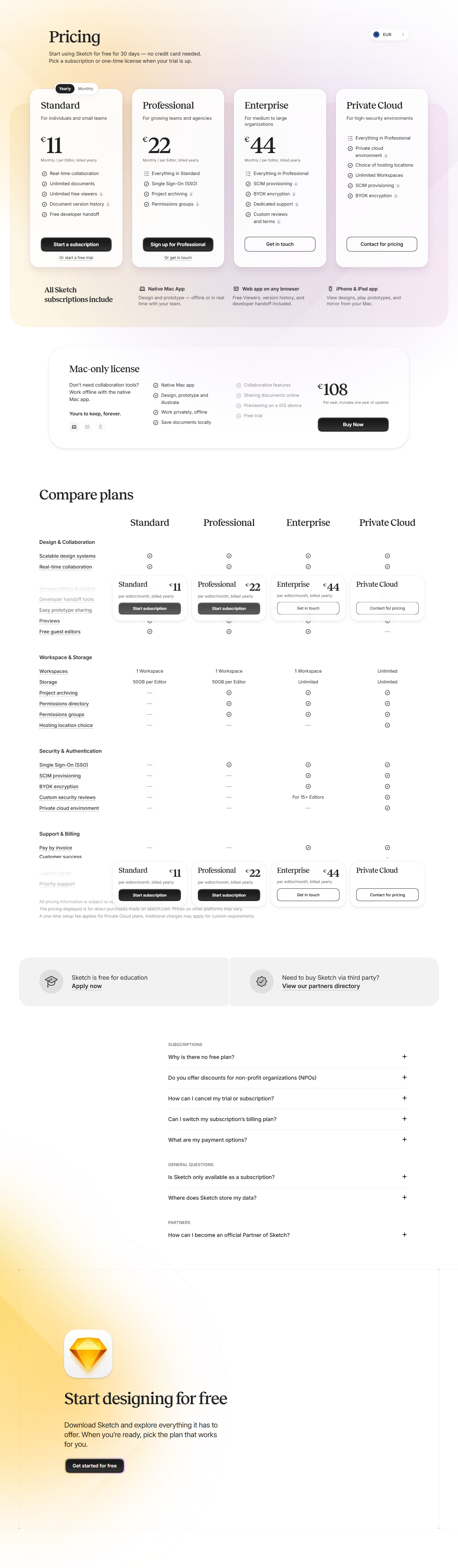 Pricing Page @Sketch