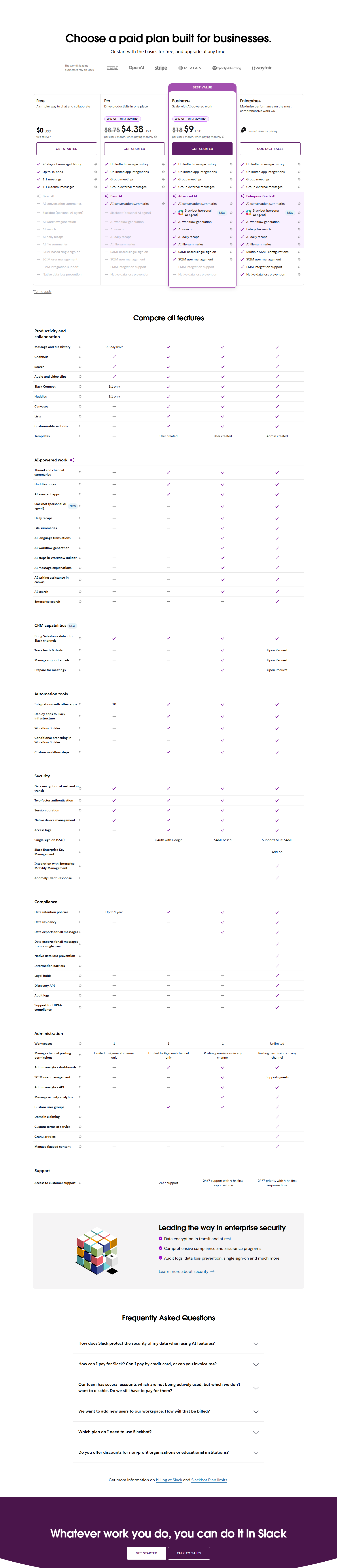 Pricing Page @Slack