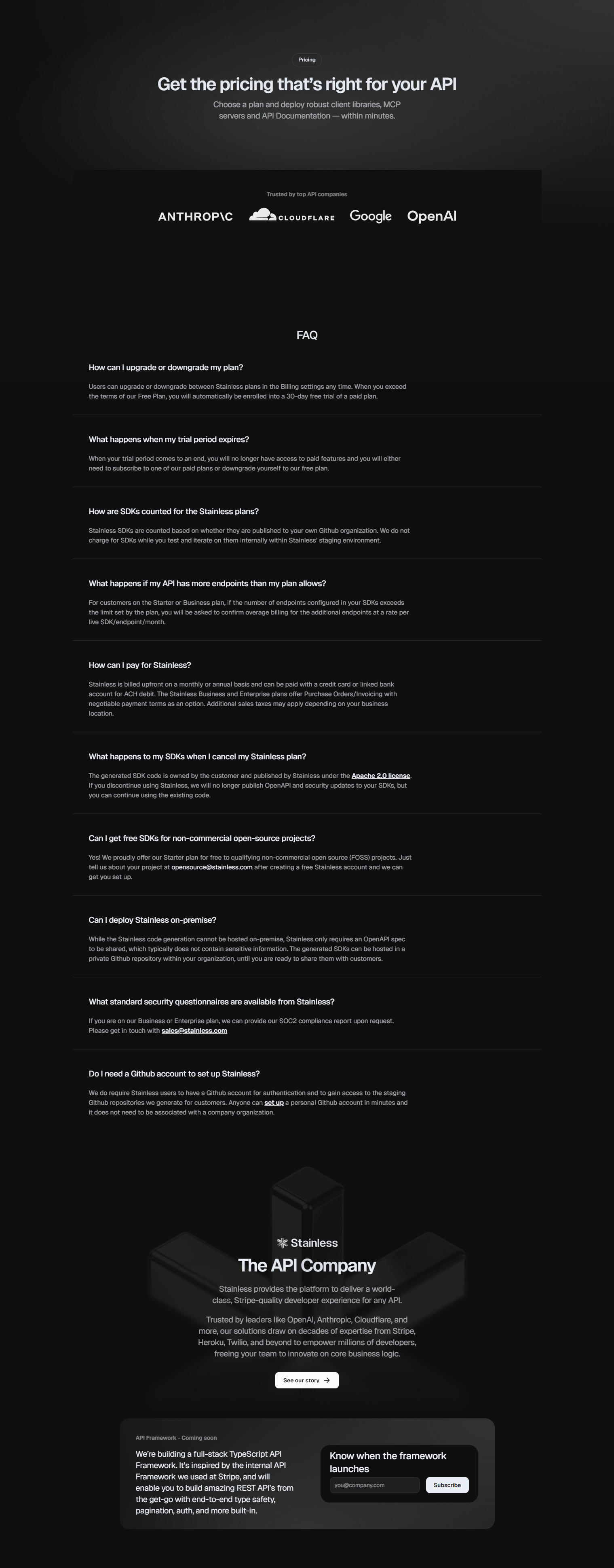 Pricing Page @Stainless