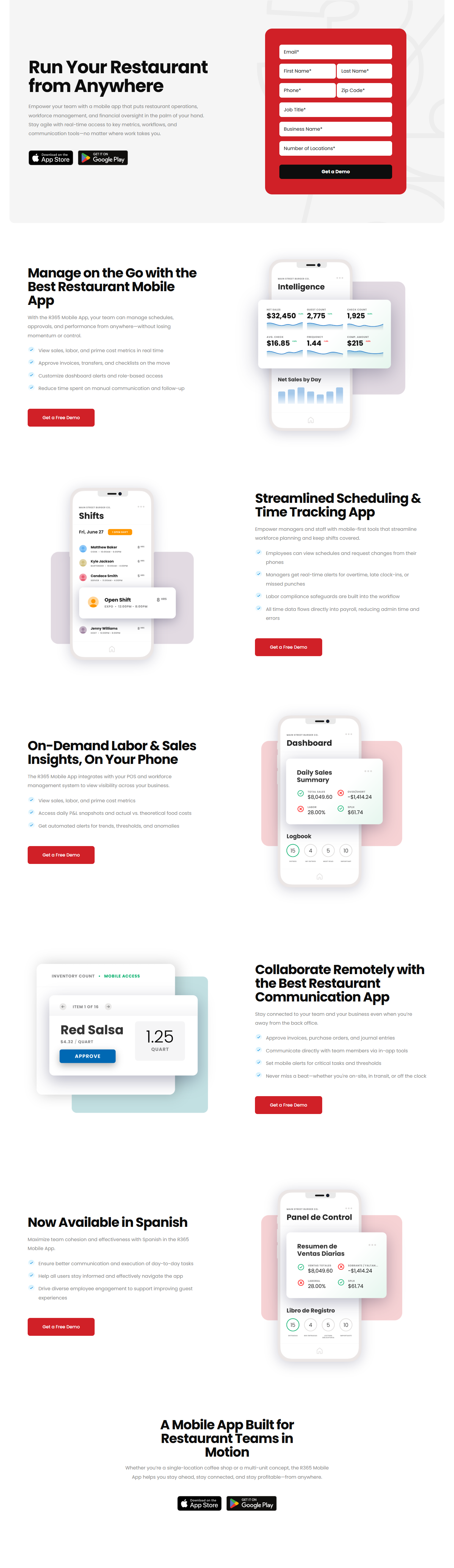 Product Page @Restaurant365