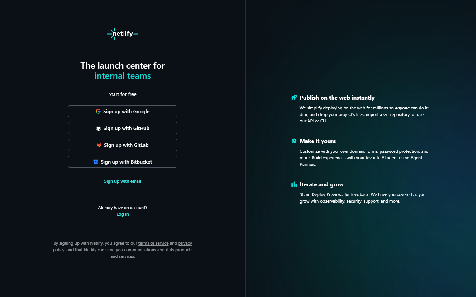 Signup @Netlify