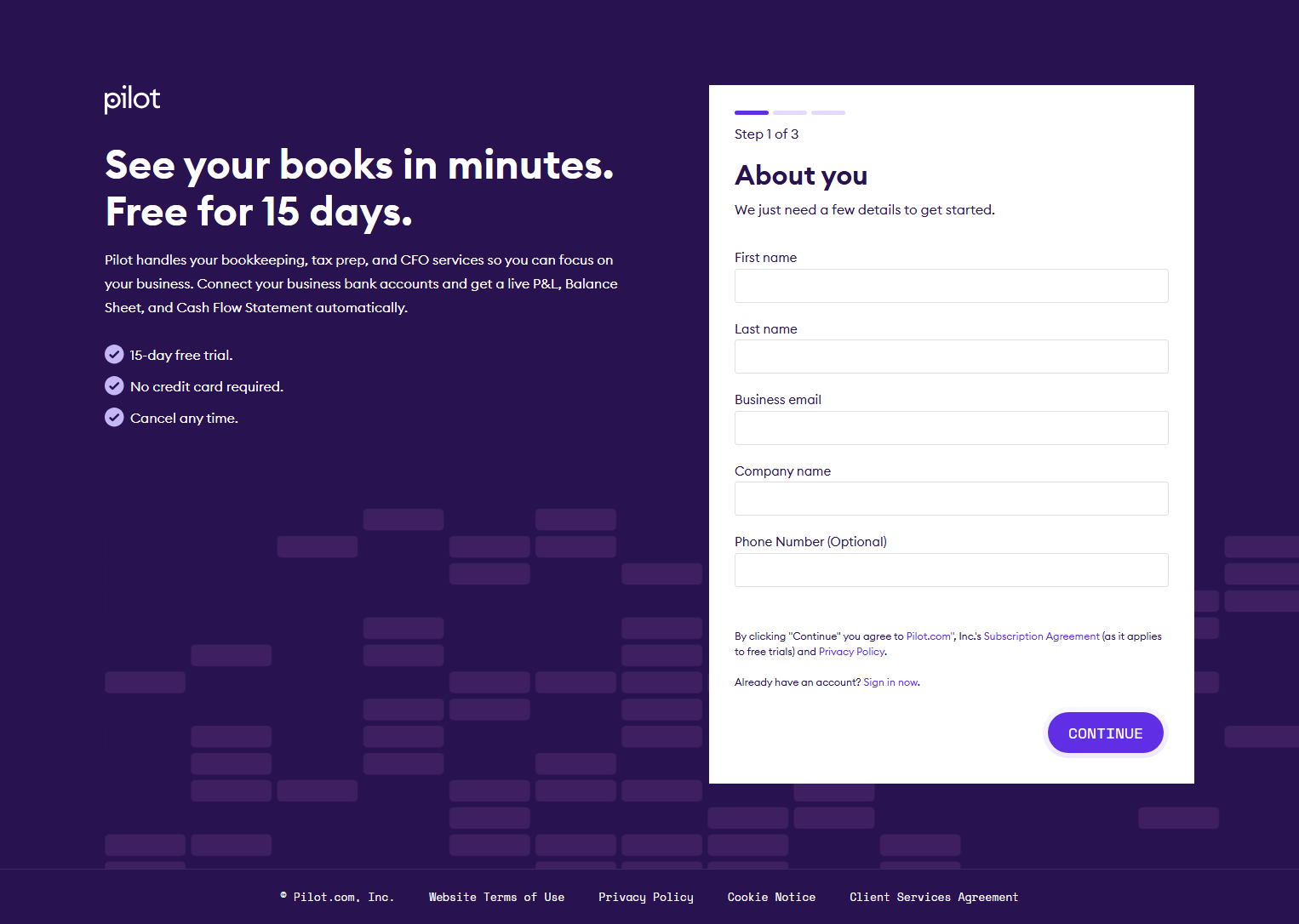 Signup @Pilot