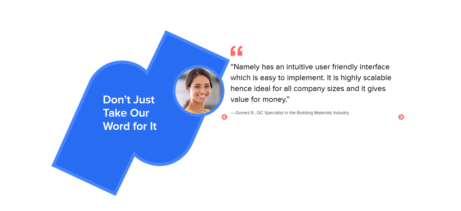 Testimonials Section @Namely