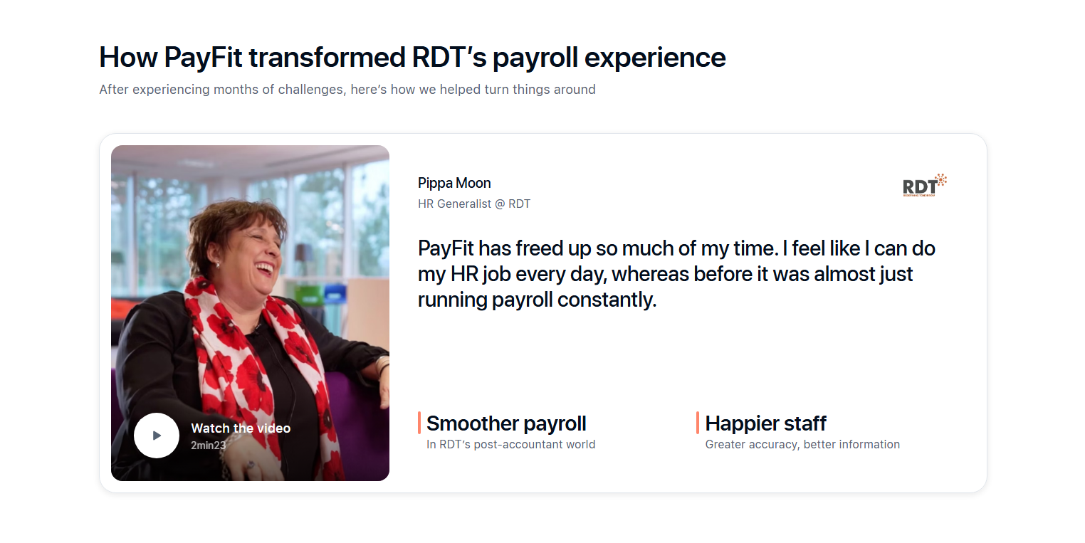 Testimonials Section @PayFit