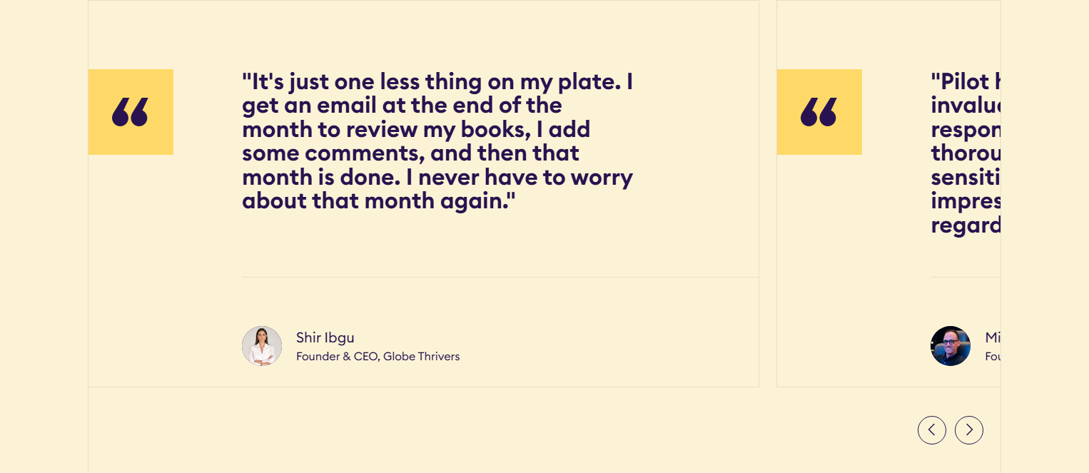 Testimonials Section @Pilot